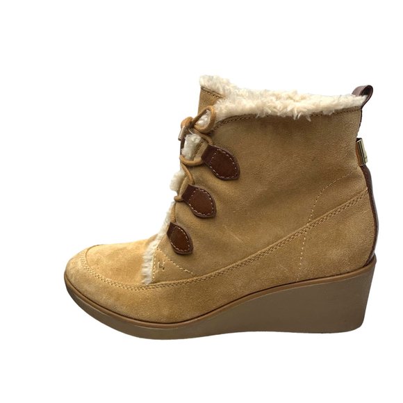 TOMMY HILFIGER Tan Suede Wedge Lace up Boots - Picture 2 of 10